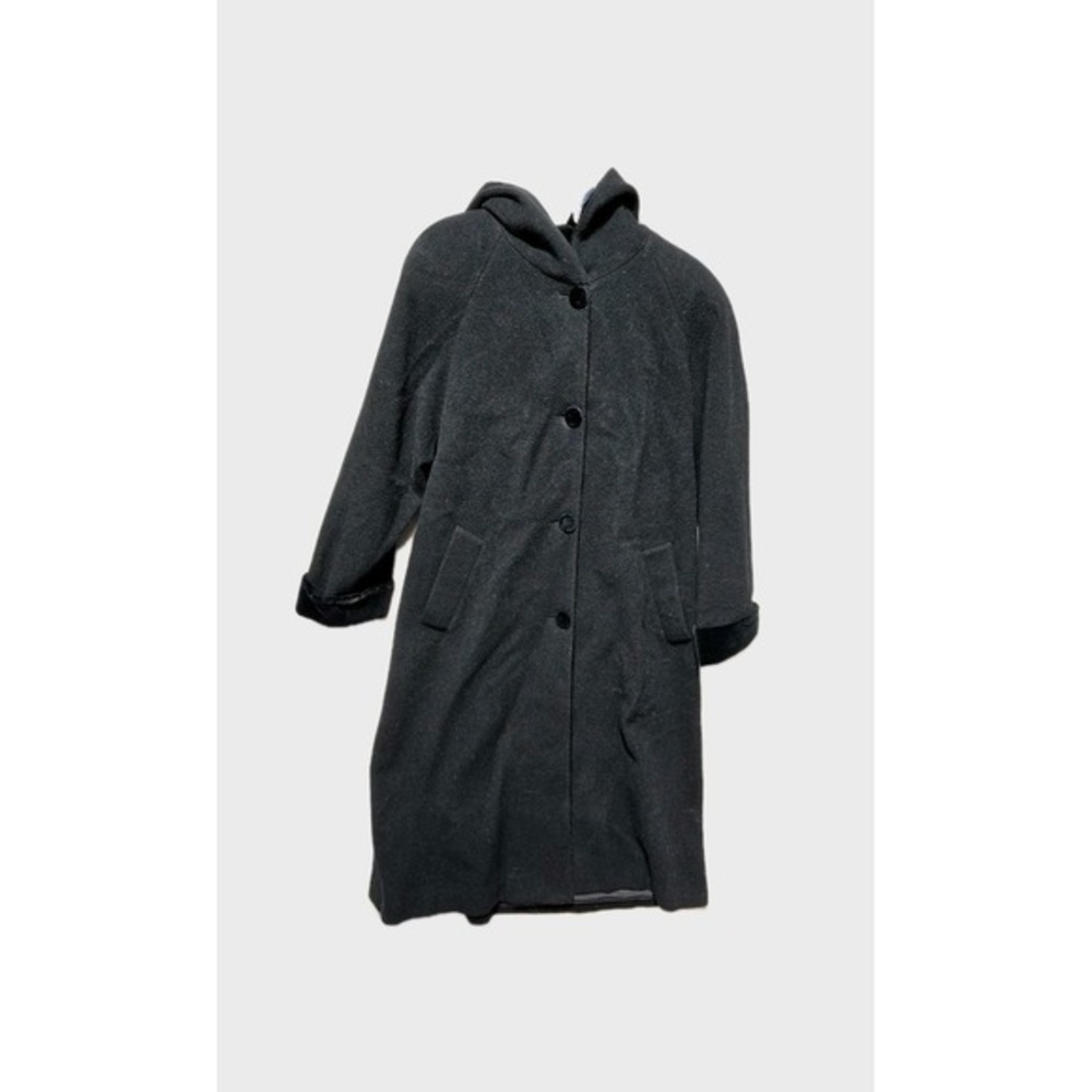 herman kay wool coat Vintage Women's Black Petire Large Hooded
